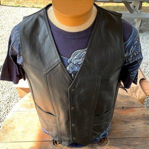 Cowhide Leather Vest: FREE Harley Patches